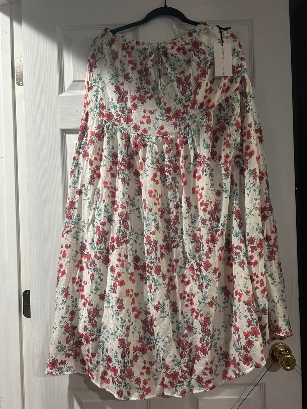 Women’s better together Floral Babydoll Dress - Cream with Pink Flowers Sz M